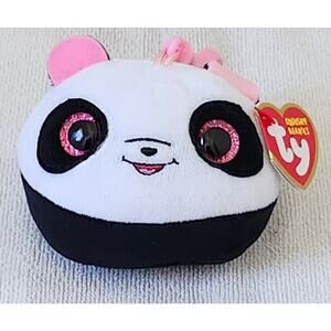 TY Beanie Squish-A-Boos Plush  BAMBOO the Panda 3” Key Chain Backpack Clip W Tag